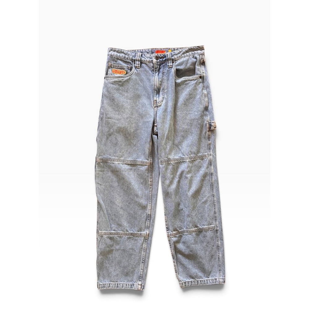 Empyre Relaxed Fit Double Knee Carpenter Jeans Light Wash Blue Denim Size 28